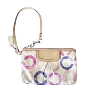 Coach Madison Op Art Sateen Wristlet - Multicolor with Leather Trim EUC